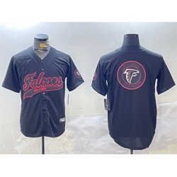 Men Atlanta Falcons Team Big Logo Black With Patch Cool Base Stitched Baseball Jersey 1