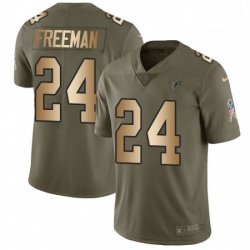 Men Nike Atlanta Falcons 24 Devonta Freeman Limited OliveGold 2017 Salute to Service NFL Jersey