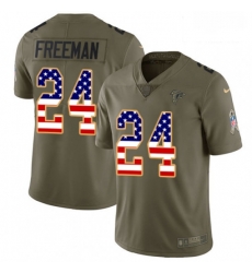 Men Nike Atlanta Falcons 24 Devonta Freeman Limited OliveUSA Flag 2017 Salute to Service NFL Jersey