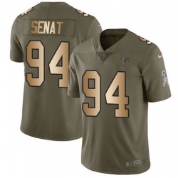 Nike Falcons #94 Deadrin Senat Olive Gold Mens Stitched NFL Limited 2017 Salute To Service Jersey