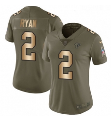 Womens Nike Atlanta Falcons 2 Matt Ryan Limited OliveGold 2017 Salute to Service NFL Jersey