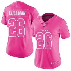 Womens Nike Falcons #26 Tevin Coleman Pink  Stitched NFL Limited Rush Fashion Jersey