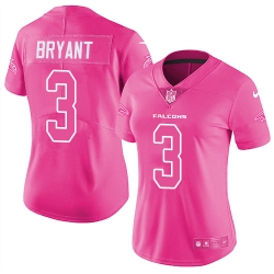 Womens Nike Falcons #3 Matt Bryant Pink  Stitched NFL Limited Rush Fashion Jersey