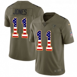 Youth Nike Atlanta Falcons 11 Julio Jones Limited OliveUSA Flag 2017 Salute to Service NFL Jersey