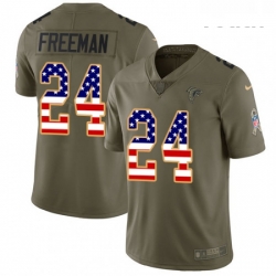 Youth Nike Atlanta Falcons 24 Devonta Freeman Limited OliveUSA Flag 2017 Salute to Service NFL Jersey