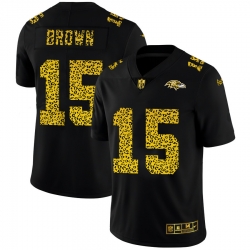 Baltimore Ravens 15 Marquise Brown Men Nike Leopard Print Fashion Vapor Limited NFL Jersey Black