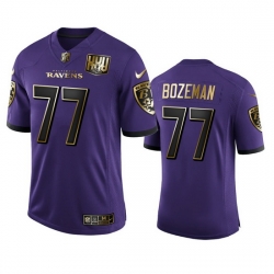 Baltimore Ravens 77 Bradley Bozeman Men Nike Purple Team 25th Season Golden Limited NFL Jersey