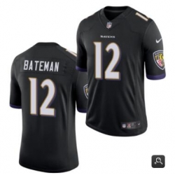 Men Baltimore Ravens #12 Rashod Bateman Black 2021 Vapor Untouchable Limited Stitched NFL Jersey