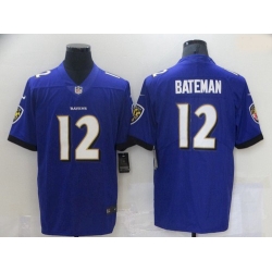 Men Baltimore Ravens 12 Rashod Bateman Purple Leopard Jersey