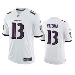 Men Baltimore Ravens 13 Rashod Bateman White Vapor Limited 2021 NFL Draft Jersey