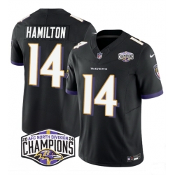 Men Baltimore Ravens 14 Kyle Hamilton Black F U S E 2024 AFC North Division Champions Vapor Limited Football Jersey