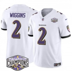 Men Baltimore Ravens 2 Nate Wiggins White F U S E 2024 AFC North Division Champions Vapor Limited Football Jersey