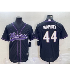 Men Baltimore Ravens 44 Marlon Humphrey Black With Patch Cool Base Stitched Baseball Jersey