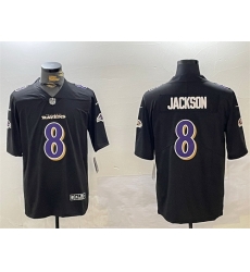 Men Baltimore Ravens 8 Lamar Jackson Black Vapor Limited Football Jersey