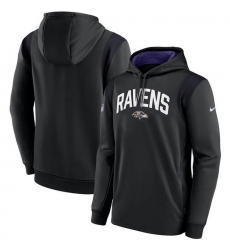 Men Baltimore Ravens Black Sideline Stack Performance Pullover Hoodie 001