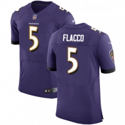 Mens Nike Baltimore Ravens 5 Joe Flacco Elite Purple Team Color NFL Jersey