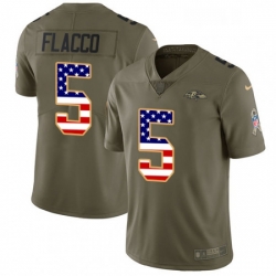 Mens Nike Baltimore Ravens 5 Joe Flacco Limited OliveUSA Flag Salute to Service NFL Jersey