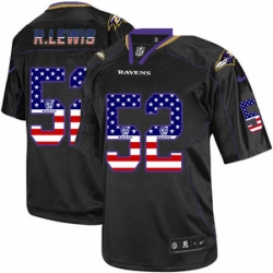 Mens Nike Baltimore Ravens 52 Ray Lewis Elite Black USA Flag Fashion NFL Jersey