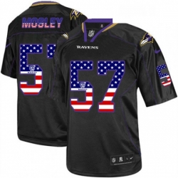 Mens Nike Baltimore Ravens 57 CJ Mosley Elite Black USA Flag Fashion NFL Jersey