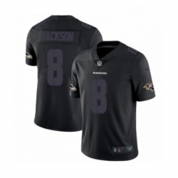 Mens Nike Baltimore Ravens 8 Lamar Jackson Limited Black Rush Impact NFL Jersey