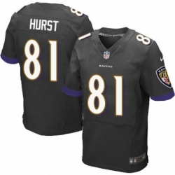 Mens Nike Baltimore Ravens 81 Hayden Hurst Elite Black Alternate NFL Jersey