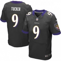 Mens Nike Baltimore Ravens 9 Justin Tucker Elite Black Alternate NFL Jersey