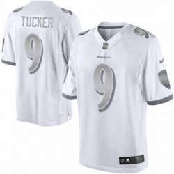 Mens Nike Baltimore Ravens 9 Justin Tucker Limited White Platinum NFL Jersey