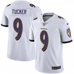 Mens Nike Baltimore Ravens 9 Justin Tucker White Vapor Untouchable Limited Player NFL Jersey