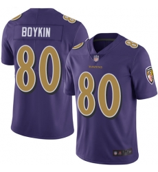 Ravens 80 Miles Boykin Purple Men Stitched Football Limited Rush Jersey