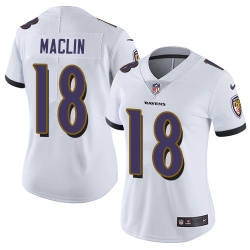 Nike Ravens #18 Jeremy Maclin White Womens Stitched NFL Vapor Untouchable Limited Jersey