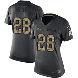 Nike Ravens #28 Terrance West Black Womens Stitched NFL Limited 2016 Salute to Service Jersey