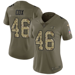 Nike Ravens #46 Morgan Cox Olive Camo Womens Stitched NFL Limited 2017 Salute to Service Jersey