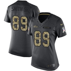 Nike Ravens #89 Steve Smith Sr Black Womens Stitched NFL Limited 2016 Salute to Service Jersey