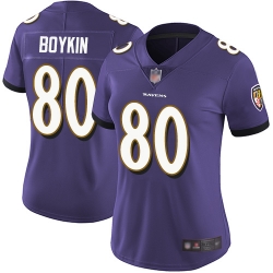 Ravens 80 Miles Boykin Purple Team Color Women Stitched Football Vapor Untouchable Limited Jersey