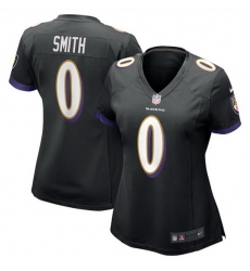 Women Baltimore Ravens 0 Roquan Smith Black Football Jersey  Run Small