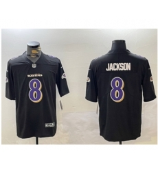 Women Baltimore Ravens 8 Lamar Jackson Black Vapor Limited Football Jersey