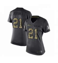 Womens Baltimore Ravens 21 Mark Ingram II Limited Black 2016 Salute to Service Football Jersey