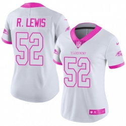 Womens Nike Baltimore Ravens 52 Ray Lewis Limited WhitePink Rush Fashion NFL Jersey