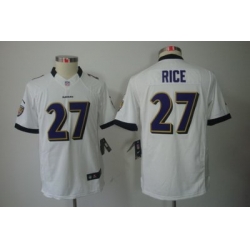 Nike Youth Baltimore Ravens #27 Rice White Color[Youth Limited Jerseys]