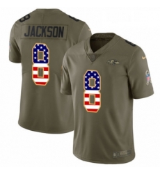 Youth Nike Baltimore Ravens 8 Lamar Jackson Limited OliveUSA Flag Salute to Service NFL Jersey