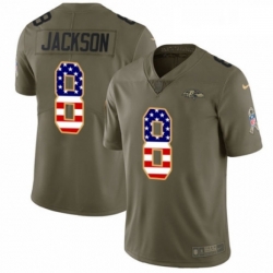 Youth Nike Baltimore Ravens 8 Lamar Jackson Limited OliveUSA Flag Salute to Service NFL Jersey