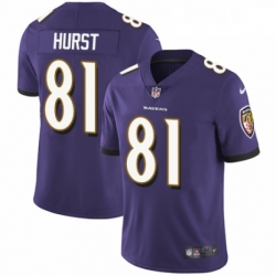 Youth Nike Baltimore Ravens 81 Hayden Hurst Purple Team Color Vapor Untouchable Elite Player NFL Jersey