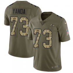 Youth Nike Ravens #73 Marshal Yanda Olive Camo Stitched NFL Limited 2017 Salute to Service Jersey