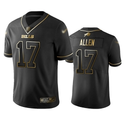 Bills 17 Josh Allen Black Men Stitched Football Limited Golden Edition Jersey