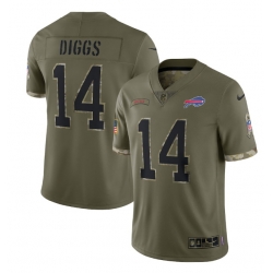 Men Buffalo Bills 14 Stefon Diggs Olive 2022 Salute To Service Limited Stitched Jersey