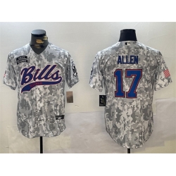 Men Buffalo Bills 17 Josh Allen 2024 Arctic Camo Salute To Service Stitched Baseball Jersey