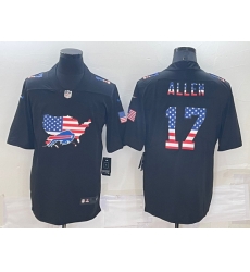 Men Buffalo Bills 17 Josh Allen Black USA Flag Limited Stitched Jersey