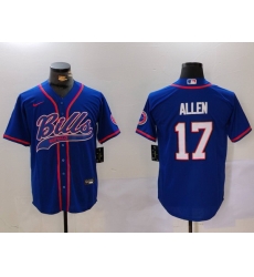 Men Buffalo Bills 17 Josh Allen Blue Team Cool Base Stitched Baseball Jersey