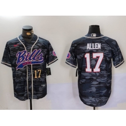 Men Buffalo Bills 17 Josh Allen Camo Team Cool Base Stitched Baseball Jersey 1