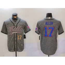 Men Buffalo Bills 17 Josh Allen Grey Team Cool Base Stitched Baseball Jersey 3